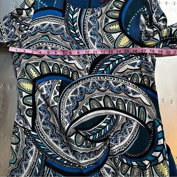 HALE BOB silky long sleeve blue paisley shift dress size M - Picture 6 of 9